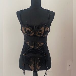 Honey Birdette Molly Black 3 piece set, Pre-Playboy, rare